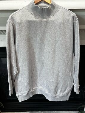 aerie Light Gray Mock Neck Sweatshirt with Pockets